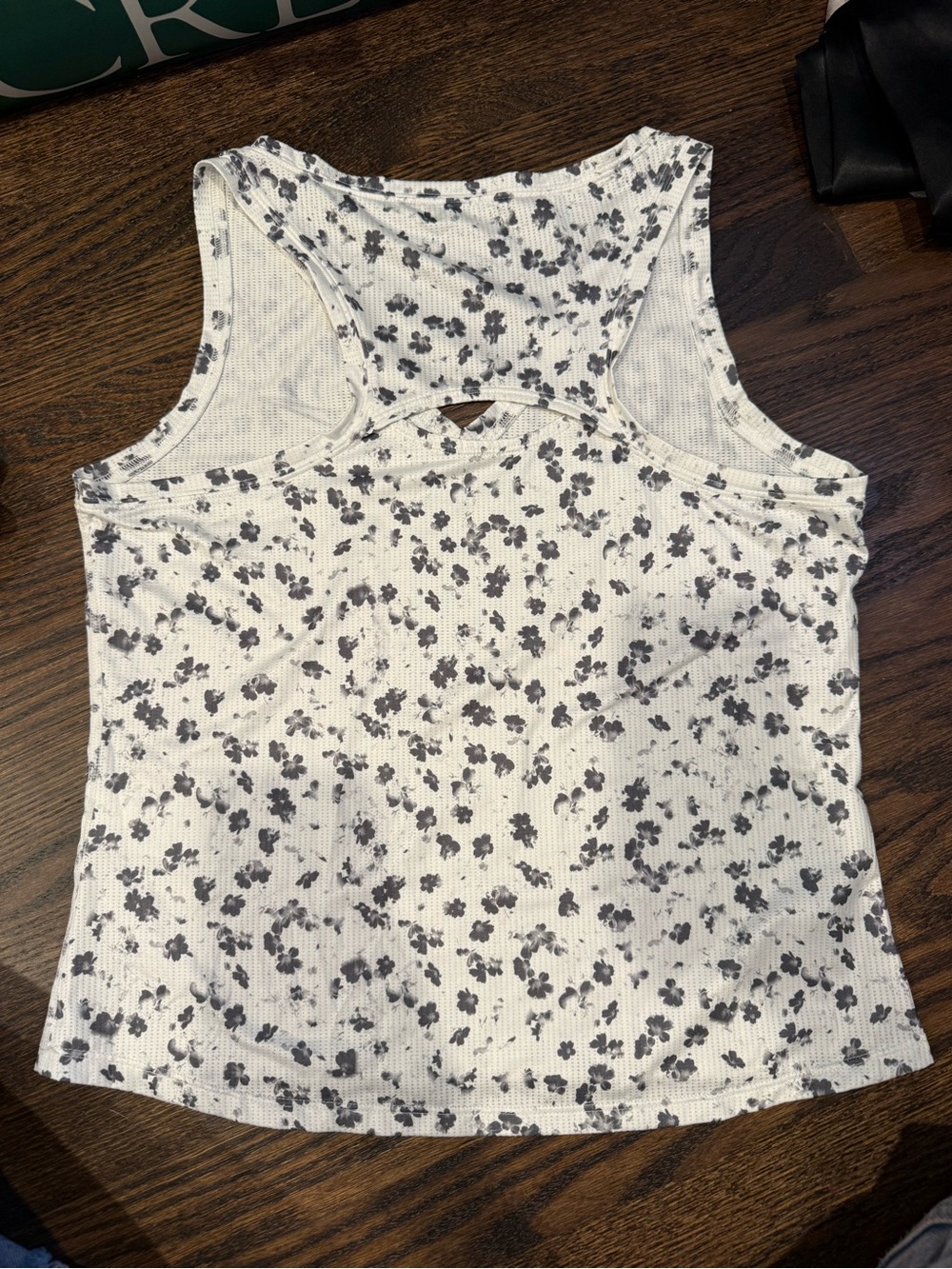 Nike White Ribbed Tank Top with Black Floral Print